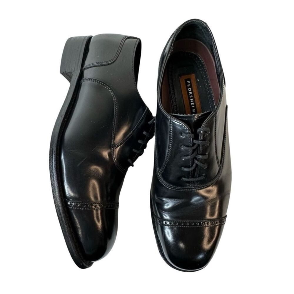 FLORSHEIM Men's Black Patent Lexington Cap Toe Oxford Size 9 D